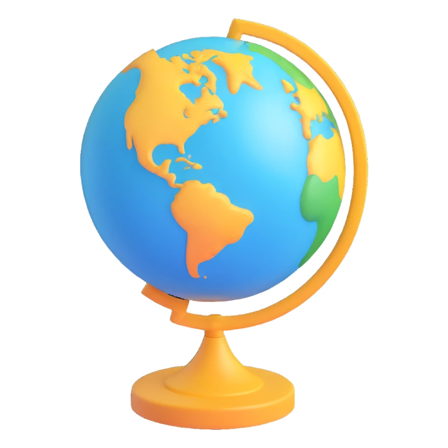 globe with a stand, 3D emoji style sticker