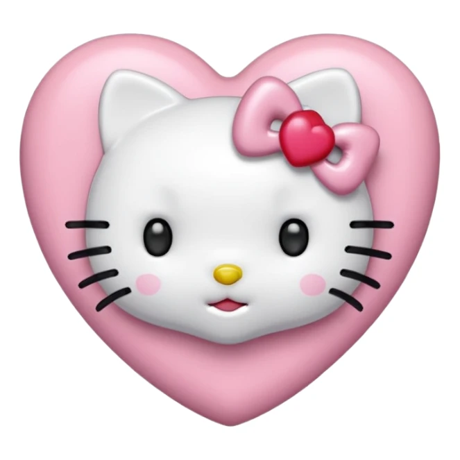 hello kitty heart`closed mouth sticker