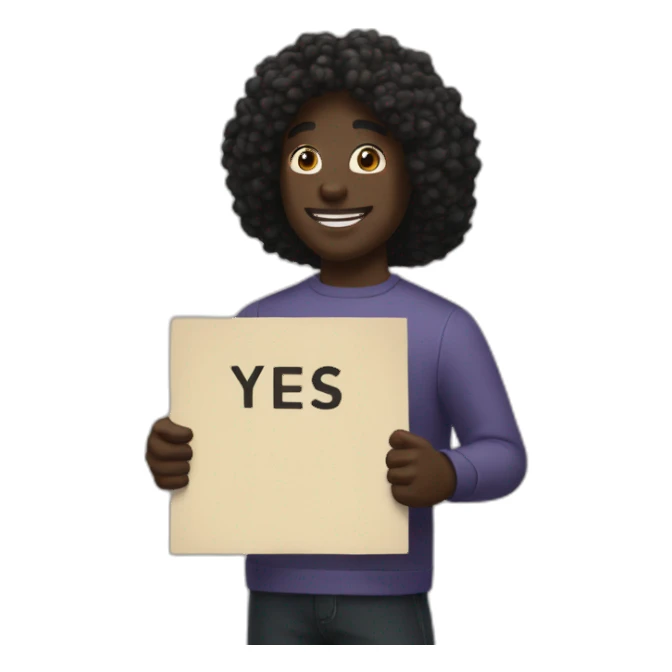 Black holding a poster with « YES. » on it  sticker
