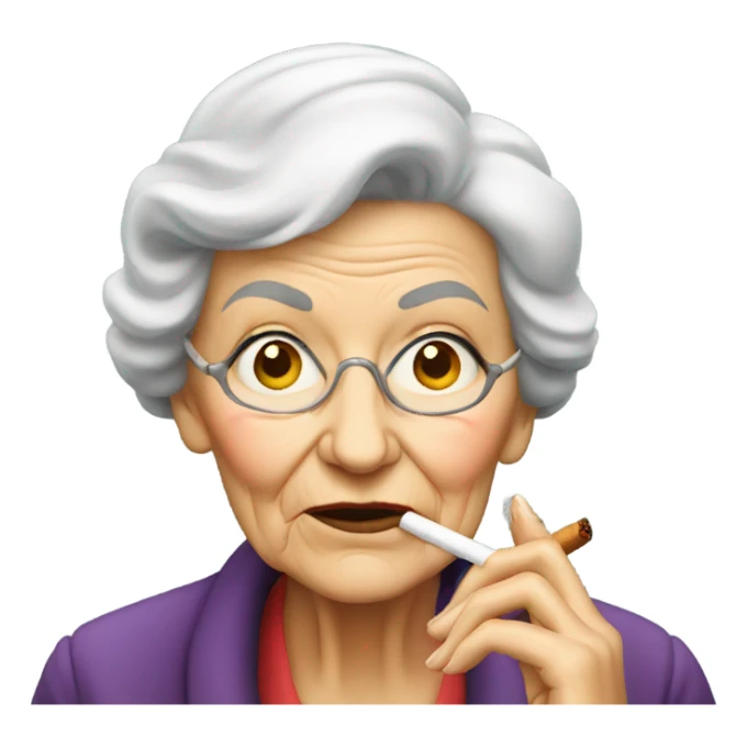 Old lady smoking a cigarette  sticker