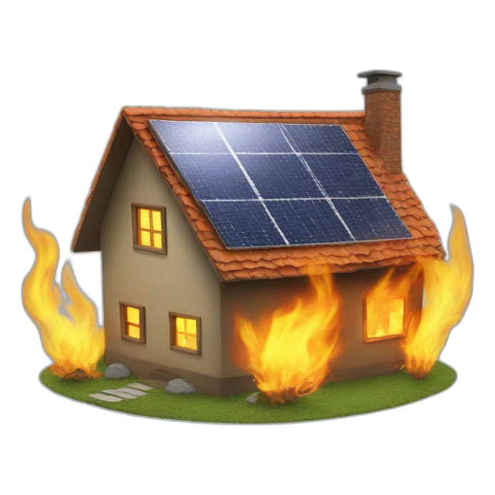 hause with solar is burning sticker