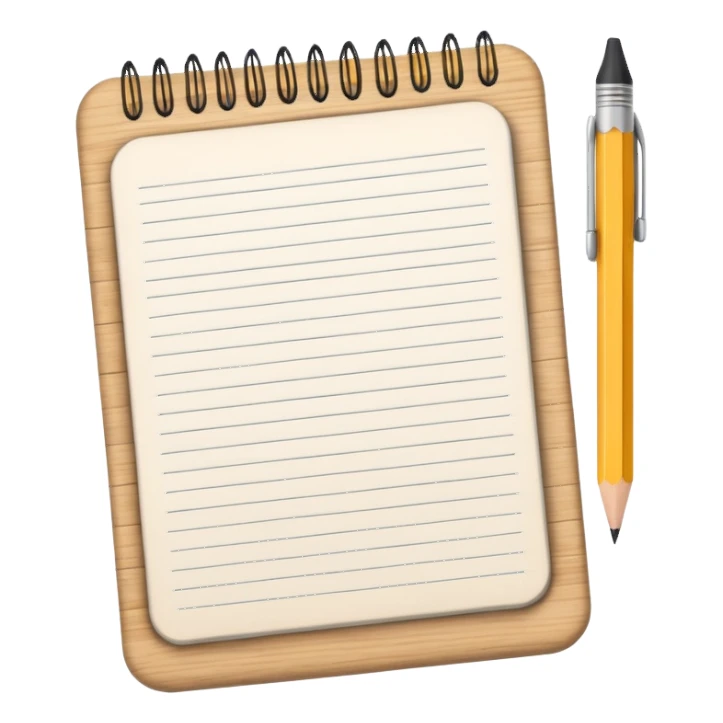 notebook with a pencil and English letters sticker