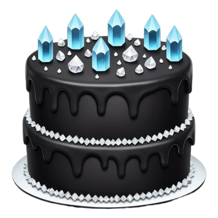 Three layer black cake adorned with overflowing raw crystals  sticker