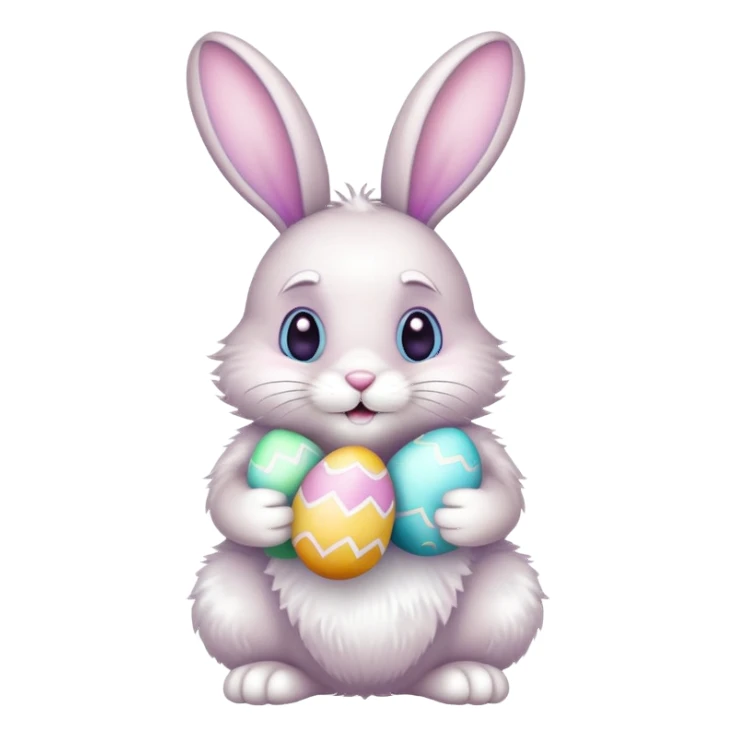 Easter bunny with colorful eggs sticker