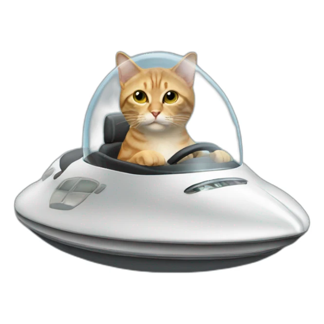 cat driving a UFO sticker