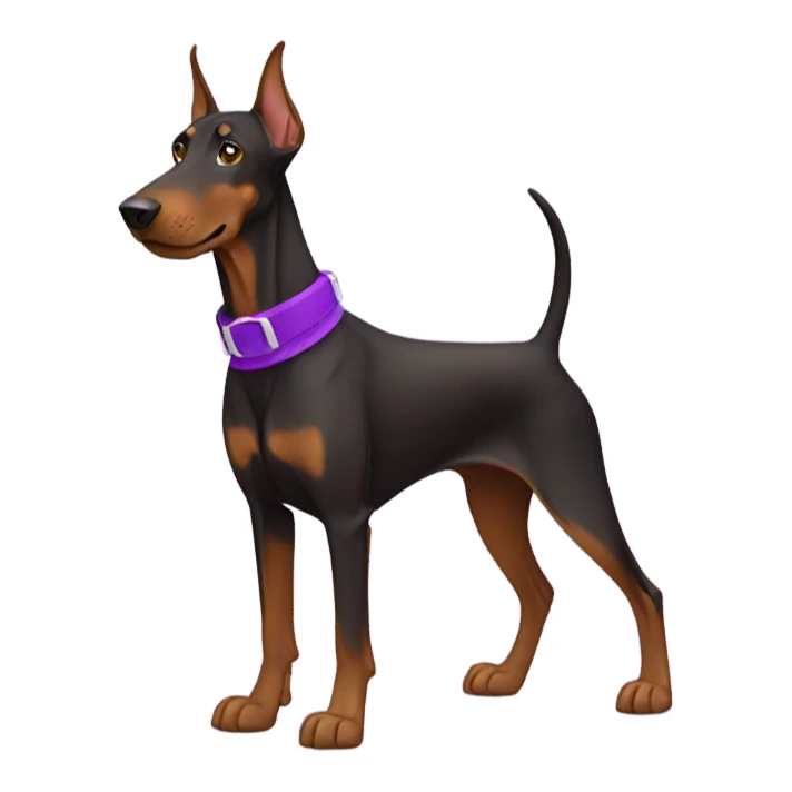 Brown Doberman dog with purple collar  sticker