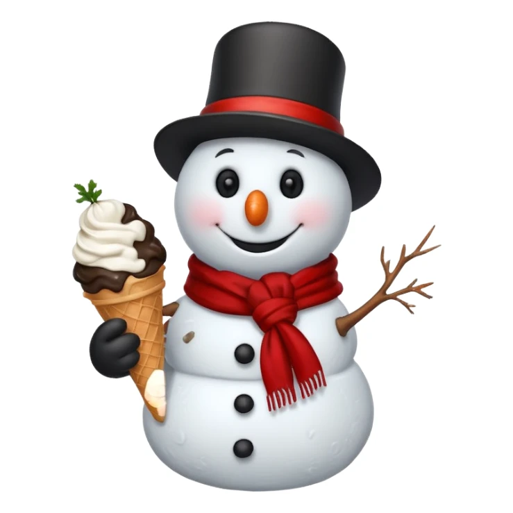 snowman with ice cream  sticker