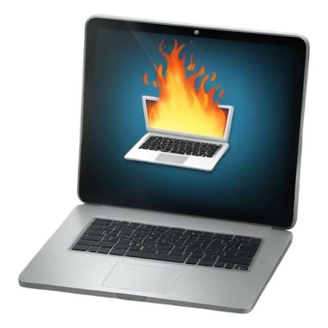 Laptop on fire sticker