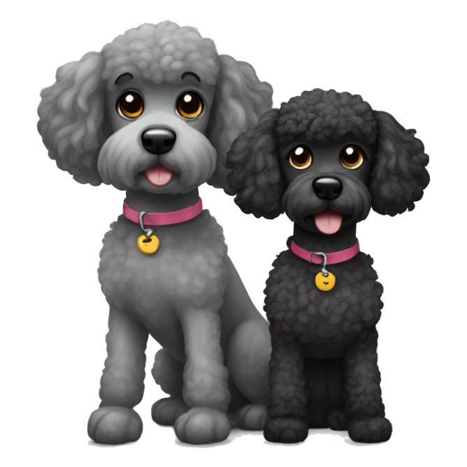 black and grey two poodles sticker