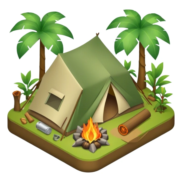3d-isometric- jungle with camping sticker