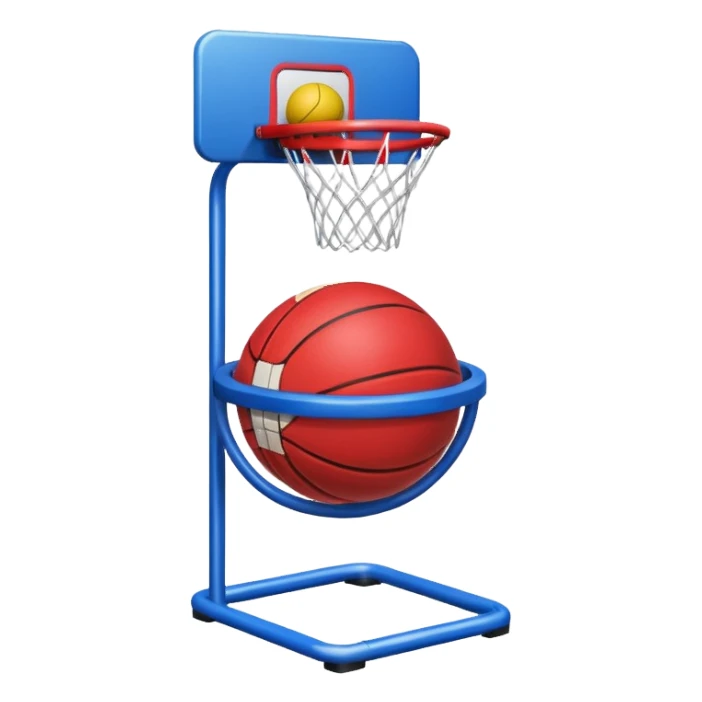 basket stand with ball (#00A3E0) and red (#F9423A) sticker