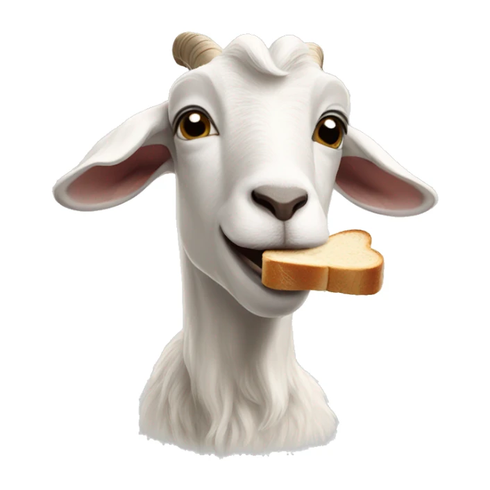 A Goat eating toast sticker