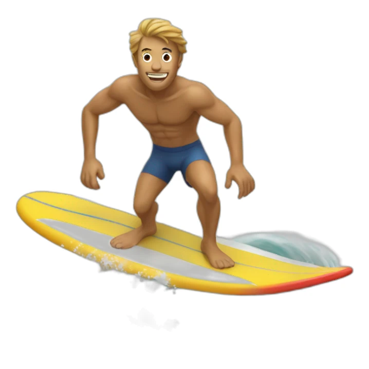 Man surf on a white biard sticker
