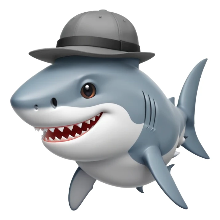 shark walking with a hat sticker