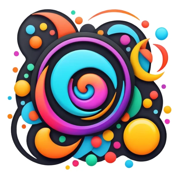 framed digital tablet artwork with abstract vector shapes inside sticker