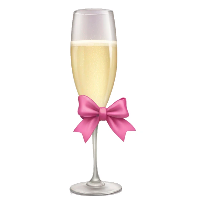 Champagne glass with pink bow on the stem sticker