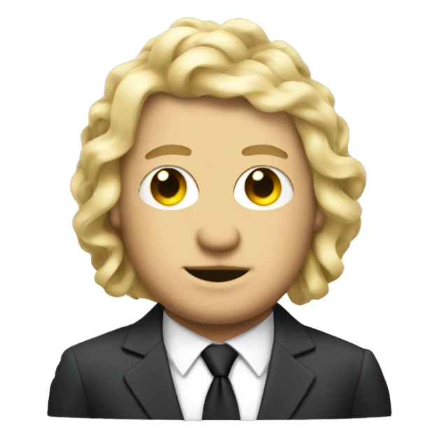Fat blonde wig businessman with puppet strings sticker