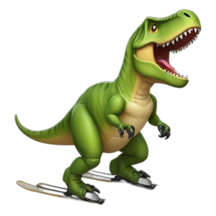 t-rex qui fait du ski sticker