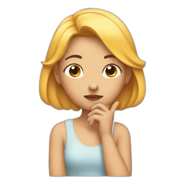 thinking girl with hand on her face sticker