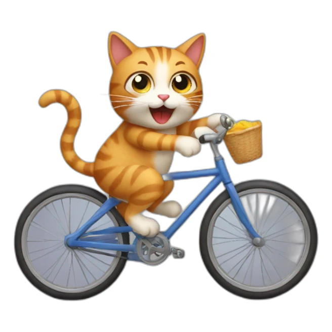 cat riding a bike sticker
