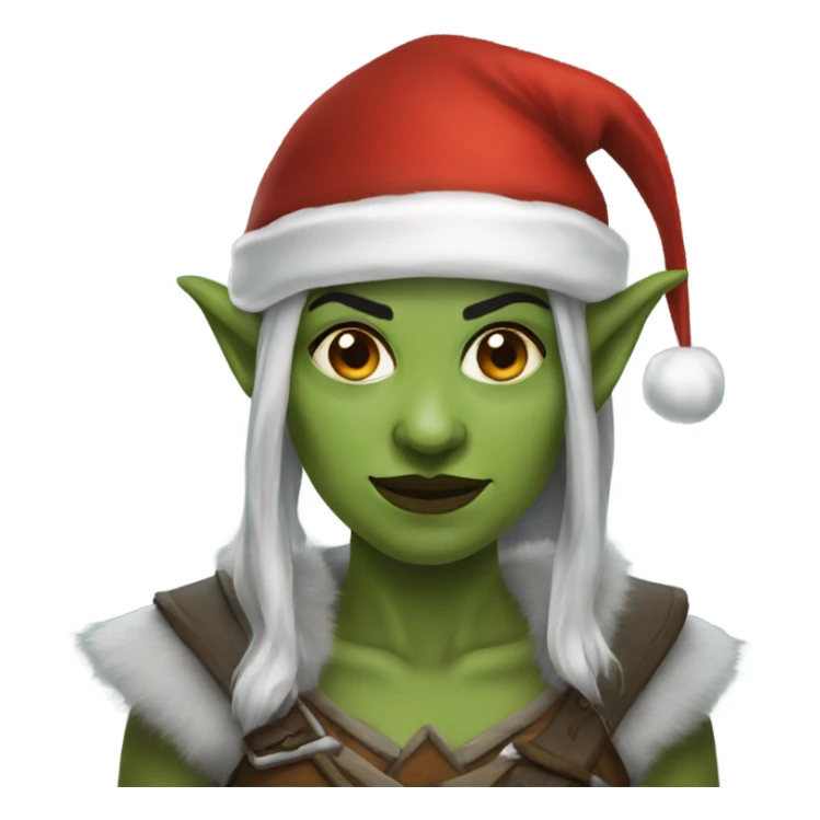 orc female warrior with santa hat sticker