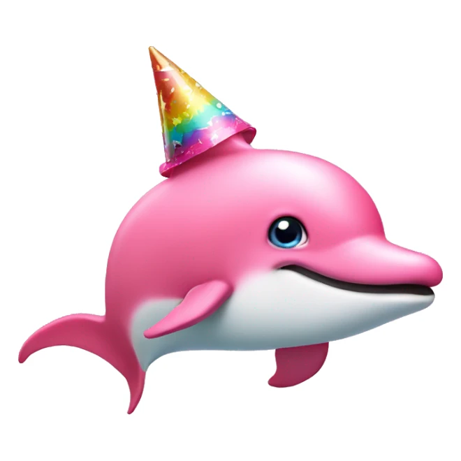 Pink dolphin with a party hat sticker