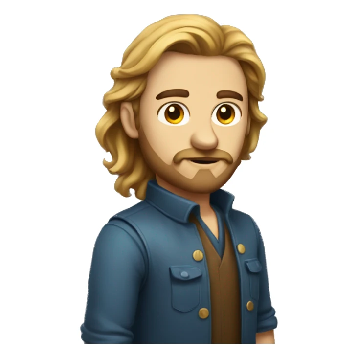 a handsome developer guy with long hair  and little beard sticker