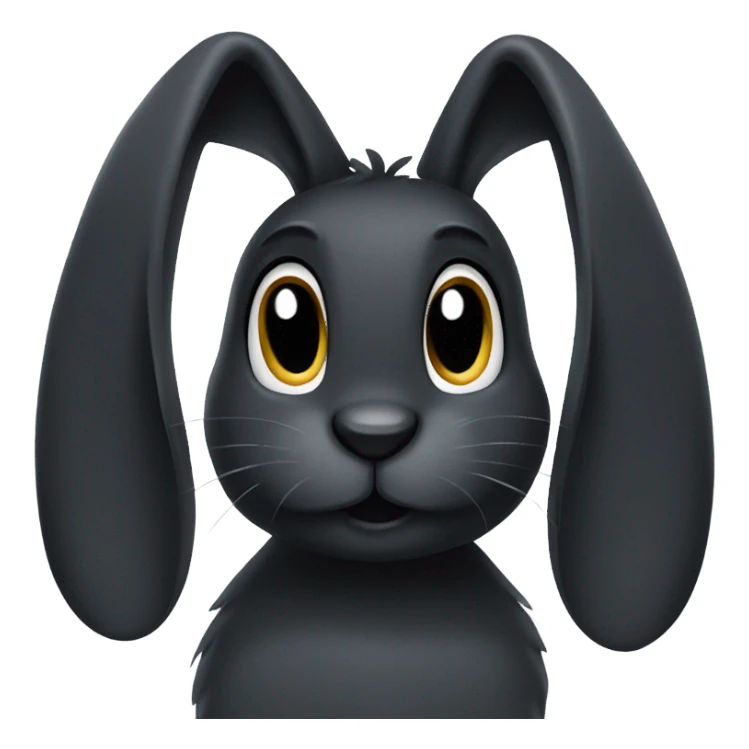 Black bunny with ears down  sticker
