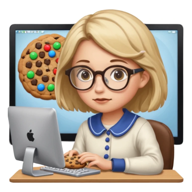 cookie clicker addict girl at computer sticker