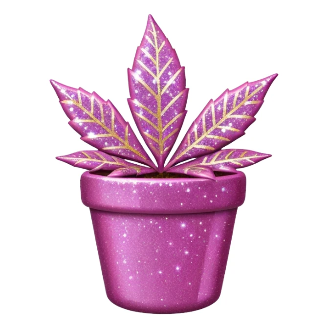 Pink pot leaf glitter  sticker