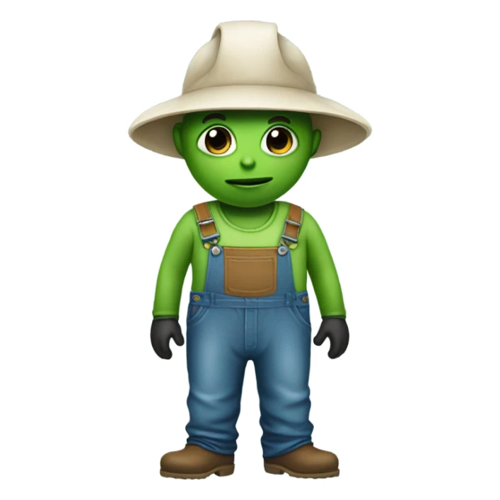 Alien In farmer overalls sticker