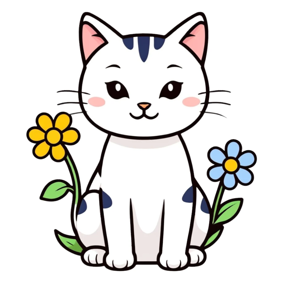 Gato con una flor  sticker