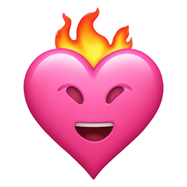 Pink heart with flames sticker