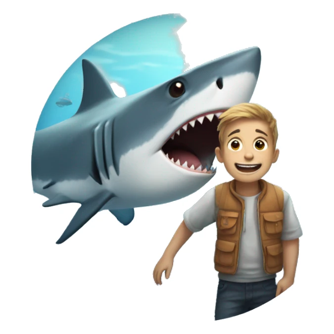 Shark with human boy sticker