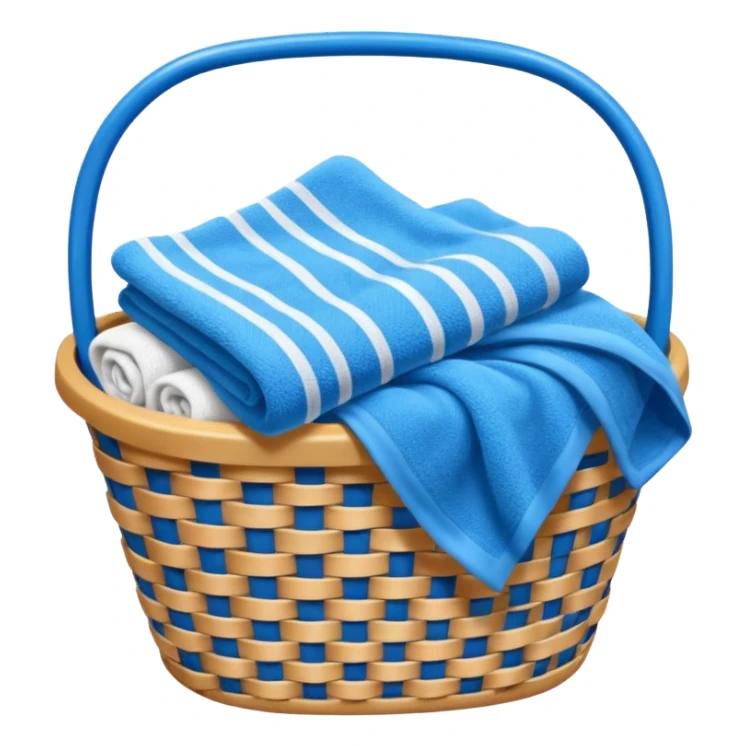 laundry basket with blue towels sticker