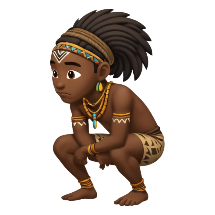 african tribesman bending over and looking down sticker