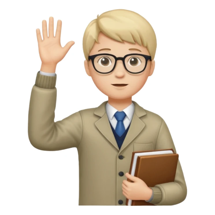 boy focused on studying raising his hand  full body
 sticker