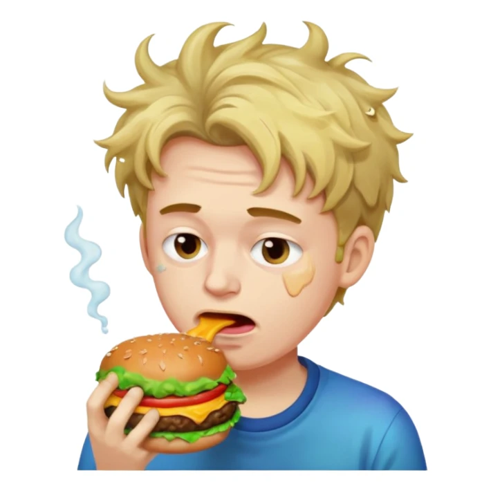Guy with puking burgers sticker