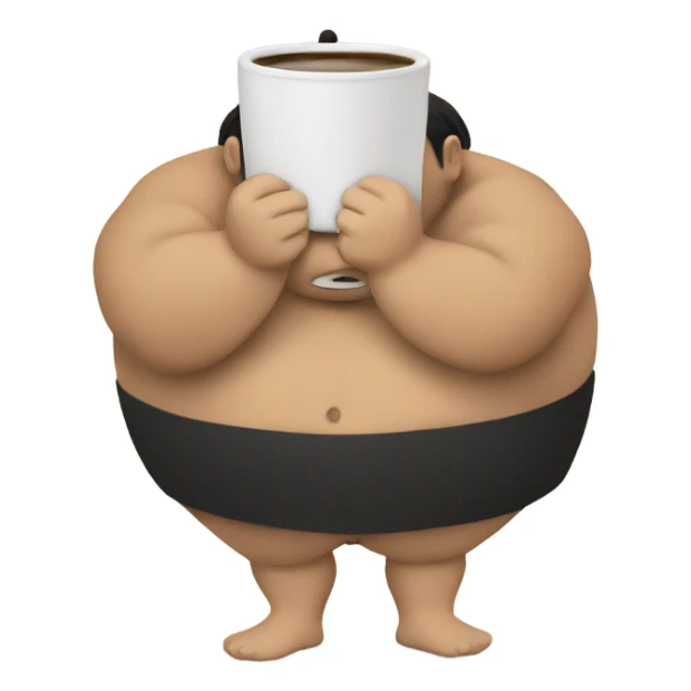 sumo wrestler with coffee sticker