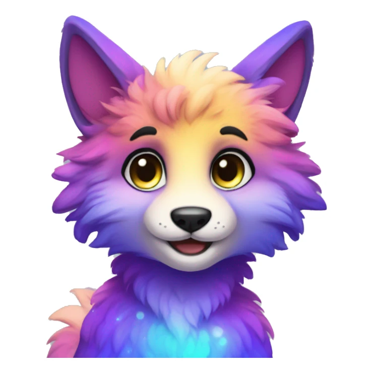 Colorful gradient-Sparkle-nebula-fursona anthropomorphic furry full body sticker