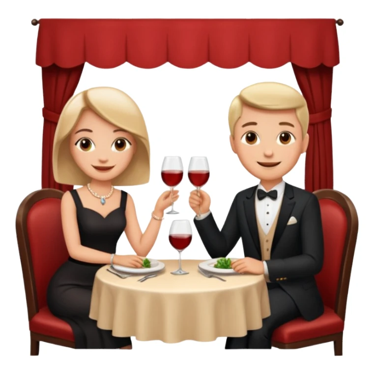  couple sitting and having dinner in a restaurant sticker