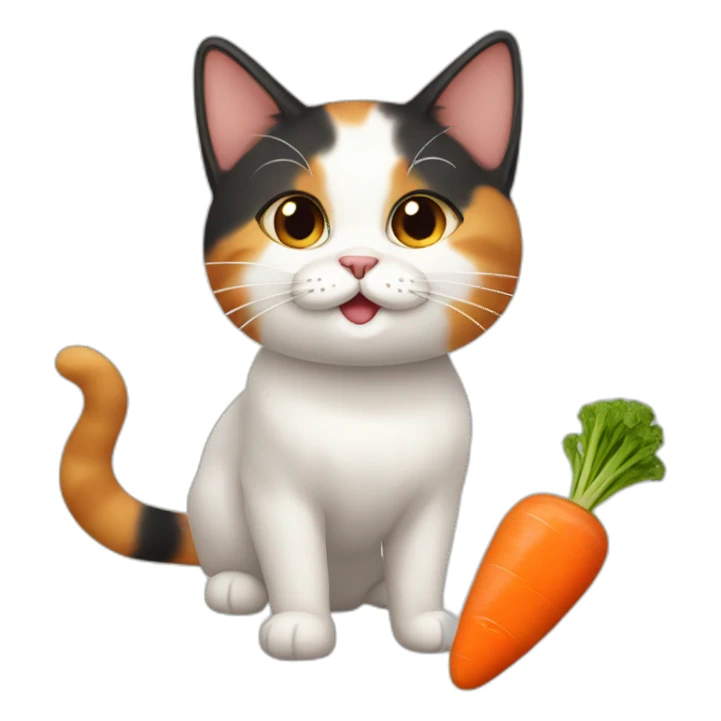 calico-cat-playing-with-carrot sticker