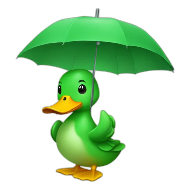 green duck holding an umbrella sticker