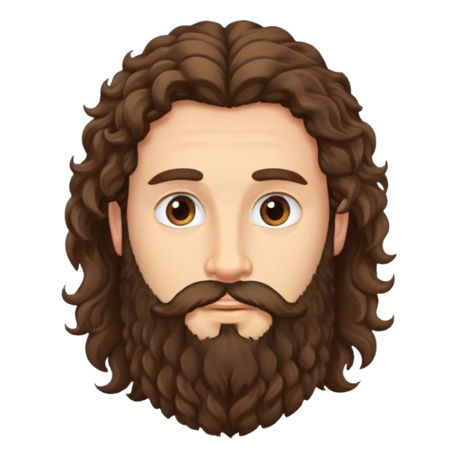 Long haired curly brunette man with beard sticker