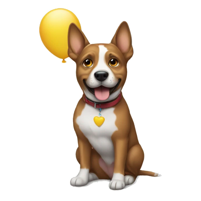 dog holding balloons  sticker