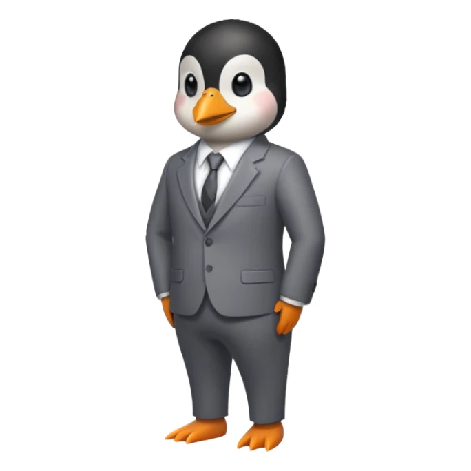 pixelated penguin office worker sticker