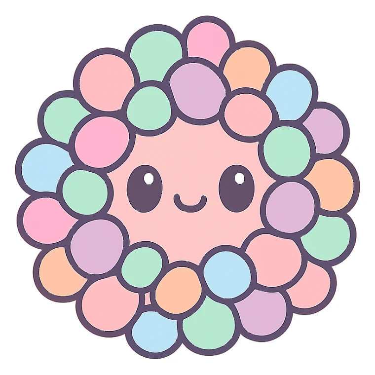 cute face colorful vibrant round bumpy candy cluster, nerds gummy cluster sticker