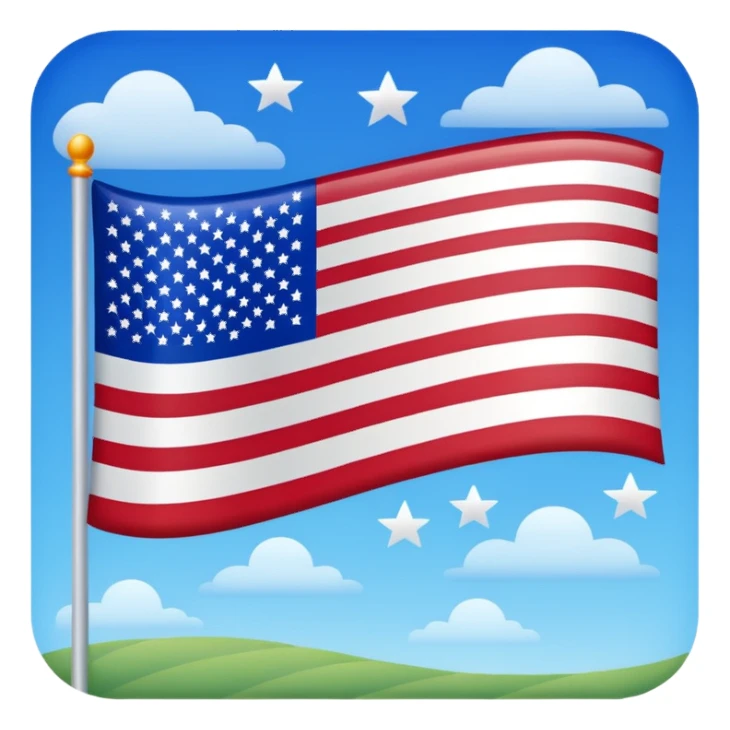 American flag with stars on bottom sticker