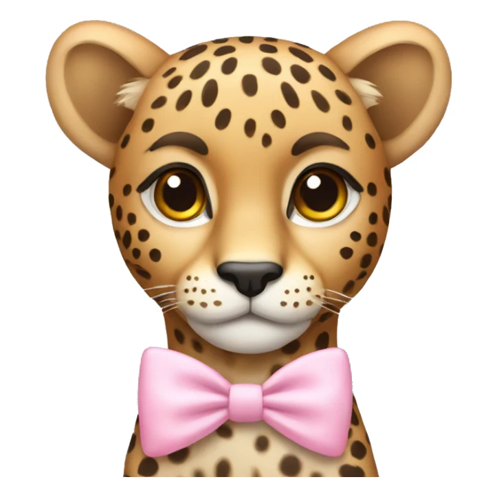 Cheetah with a light pink bow on top sticker