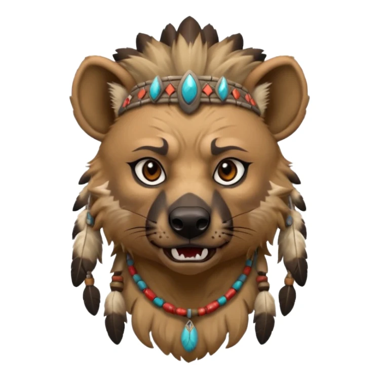 A native strong buff hyena with war bonnet  sticker